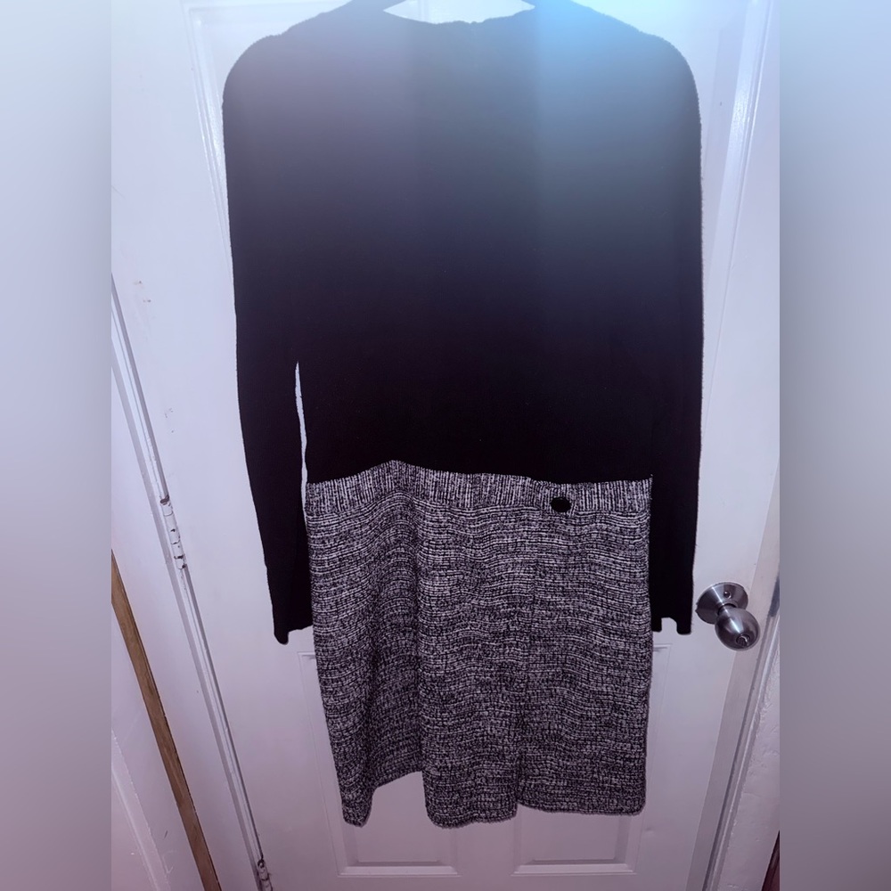 Calvin Klein Black and Gray Knit Dress SZ XL